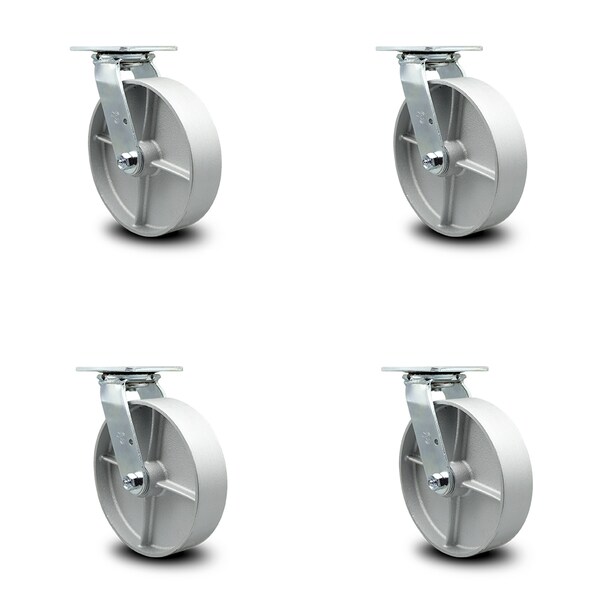 8 Inch Semi Steel Swivel Caster Set with Ball Bearing and Swivel Lock SCC